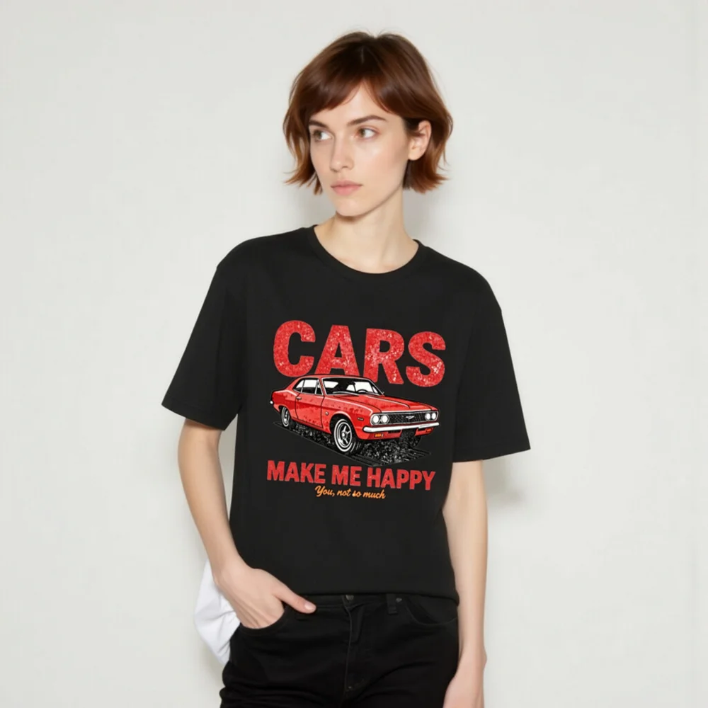Cars Make Me Happy T-Shirt – Vintage Muscle Car Graphic Tee - Image 10