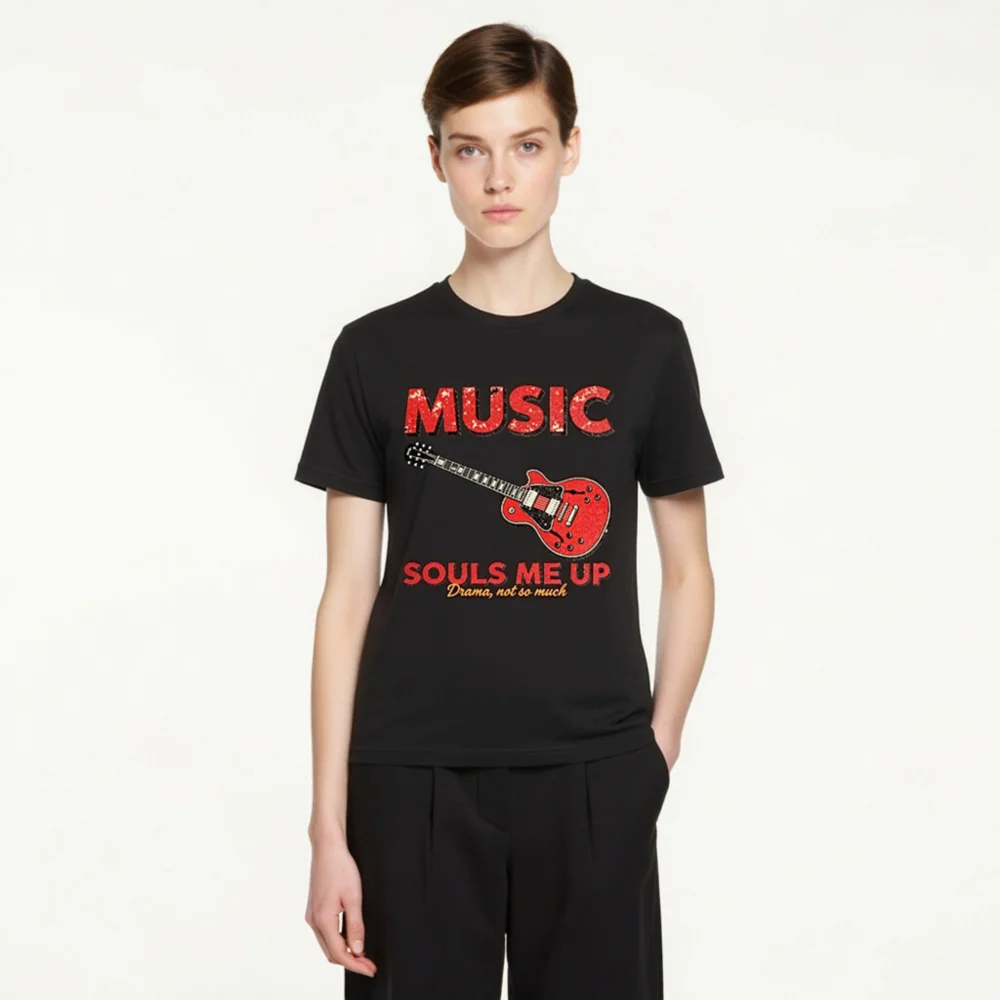 Music Souls Me Up T-Shirt – Unisex Graphic Tee with Electric Guitar Design - Image 3