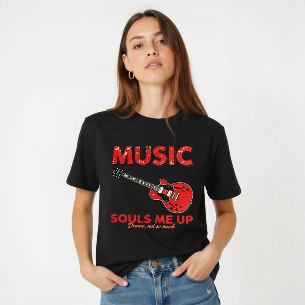 Music Souls Me Up T-Shirt – Unisex Graphic Tee with Electric Guitar Design - Image 4