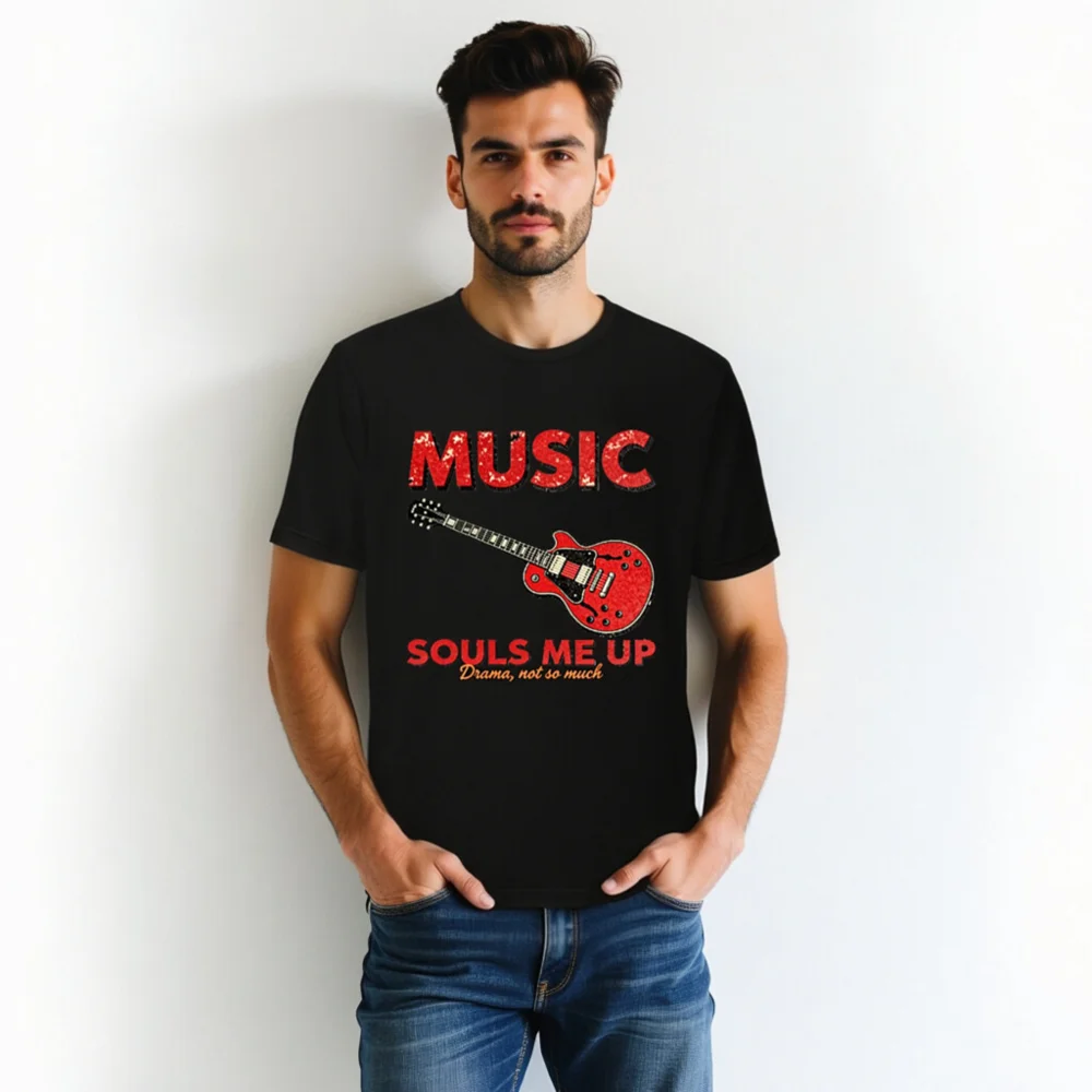 Music Souls Me Up T-Shirt – Unisex Graphic Tee with Electric Guitar Design - Image 5