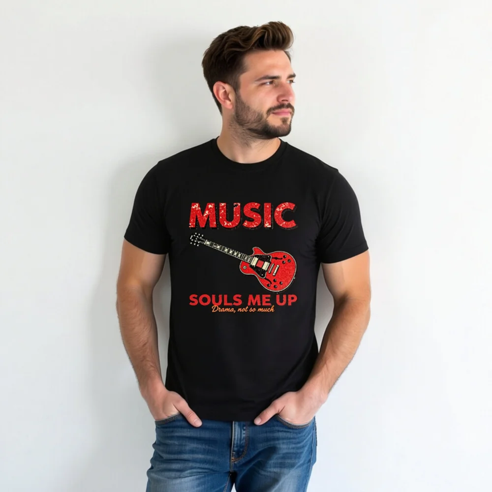 Music Souls Me Up T-Shirt – Unisex Graphic Tee with Electric Guitar Design - Image 6