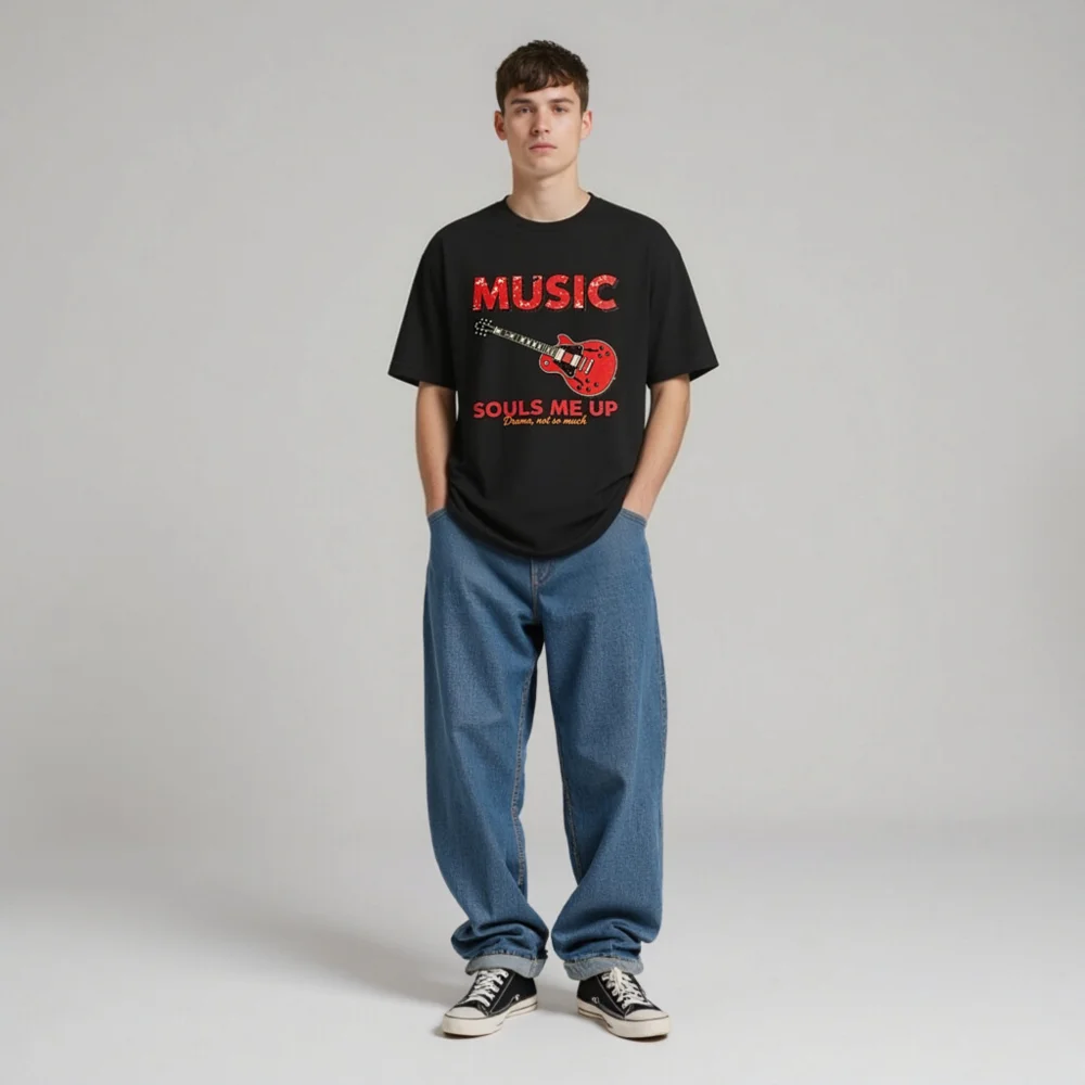 Music Souls Me Up T-Shirt – Unisex Graphic Tee with Electric Guitar Design - Image 7