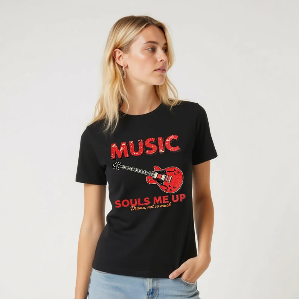 Music Souls Me Up T-Shirt – Unisex Graphic Tee with Electric Guitar Design - Image 8