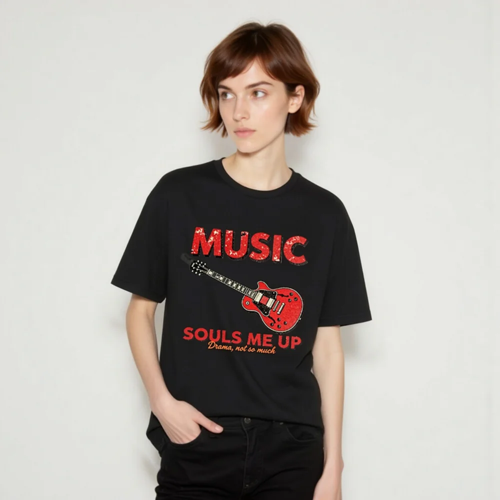 Music Souls Me Up T-Shirt – Unisex Graphic Tee with Electric Guitar Design - Image 10