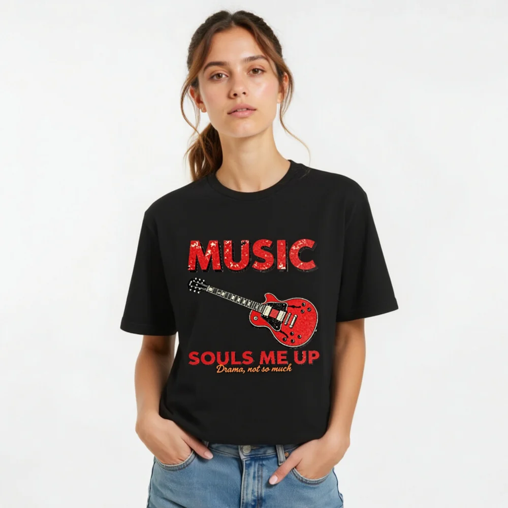 Music Souls Me Up T-Shirt – Unisex Graphic Tee with Electric Guitar Design - Image 11