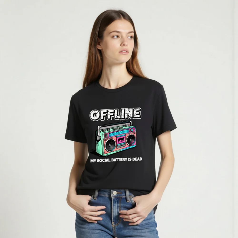 Offline My Social Battery Is Dead T-Shirt - Unisex Graphic Tee - Image 2
