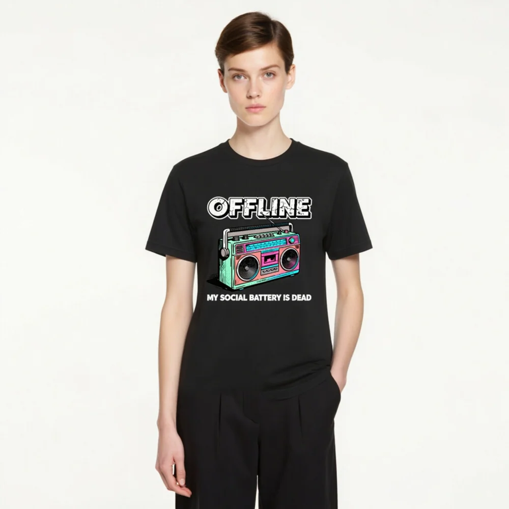 Offline My Social Battery Is Dead T-Shirt - Unisex Graphic Tee - Image 3