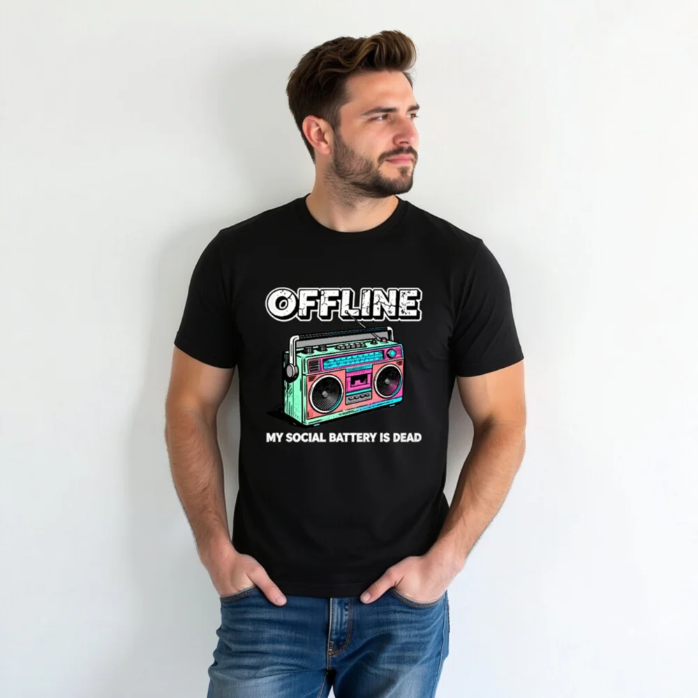 Offline My Social Battery Is Dead T-Shirt - Unisex Graphic Tee - Image 6