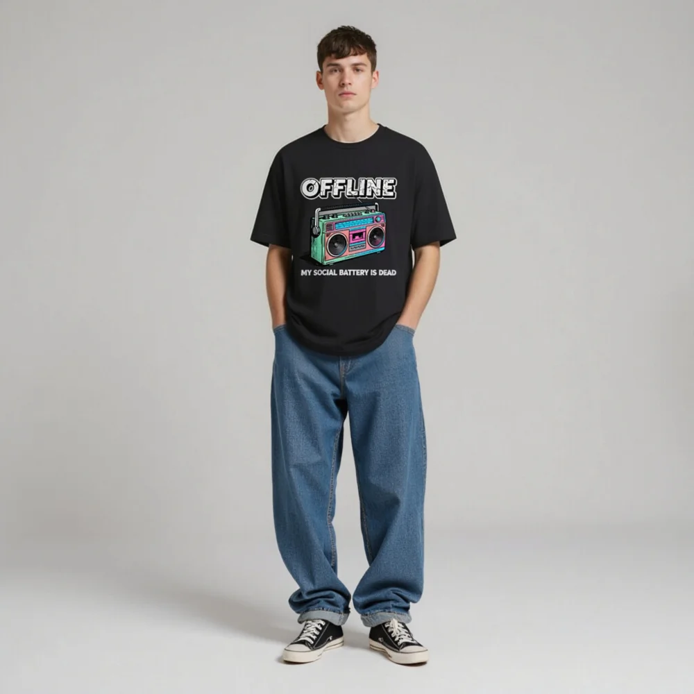 Offline My Social Battery Is Dead T-Shirt - Unisex Graphic Tee - Image 7