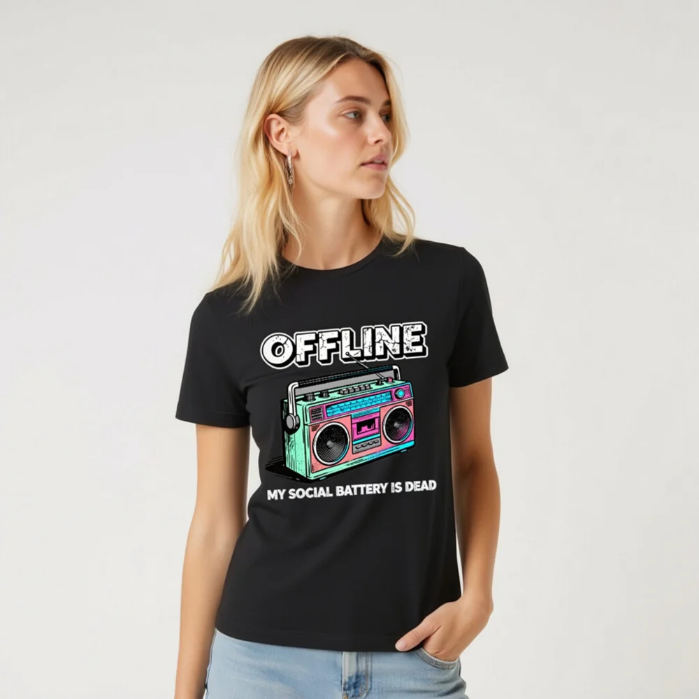 Offline My Social Battery Is Dead T-Shirt - Unisex Graphic Tee - Image 8