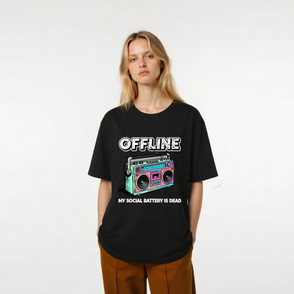 Offline My Social Battery Is Dead T-Shirt - Unisex Graphic Tee - Image 9