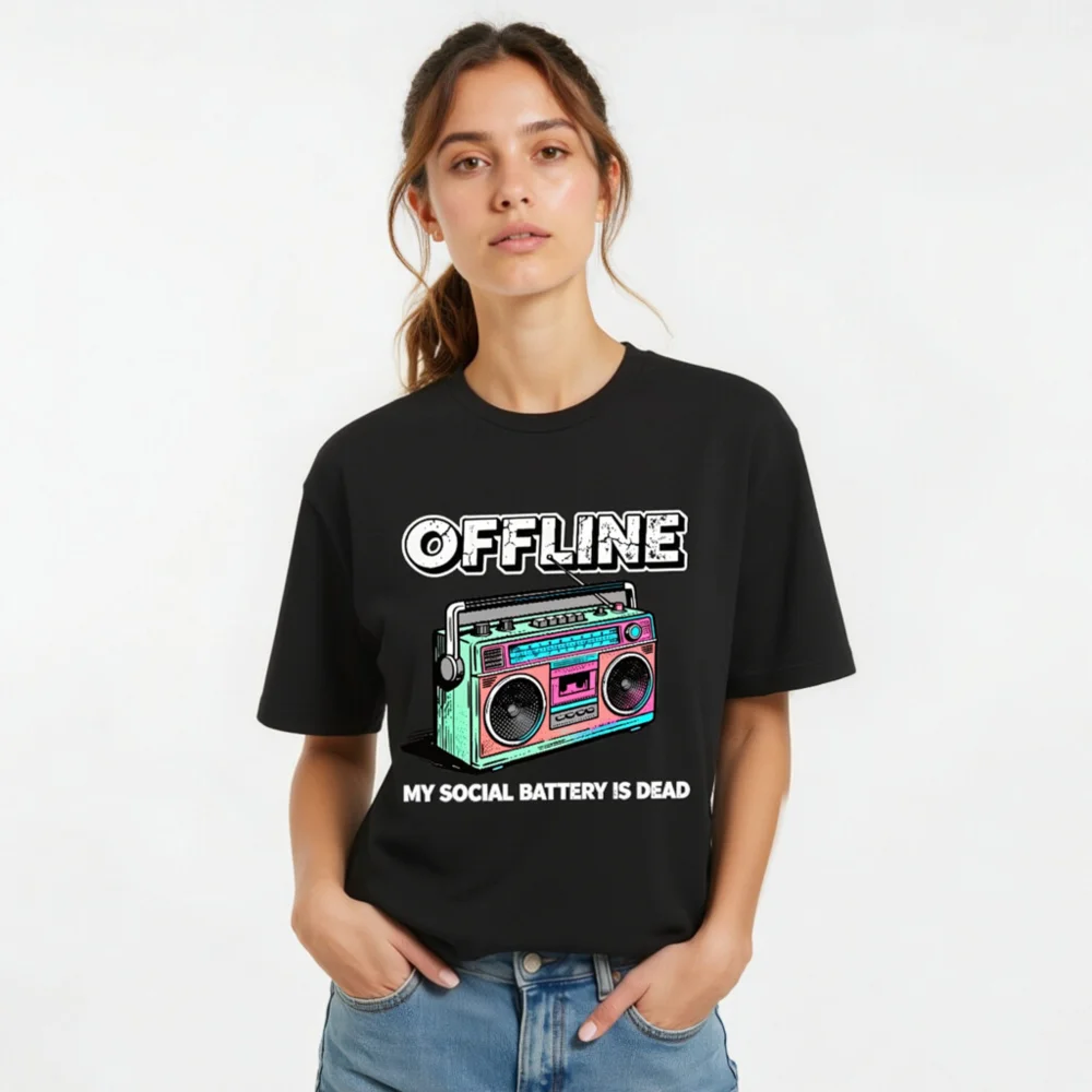 Offline My Social Battery Is Dead T-Shirt - Unisex Graphic Tee - Image 11