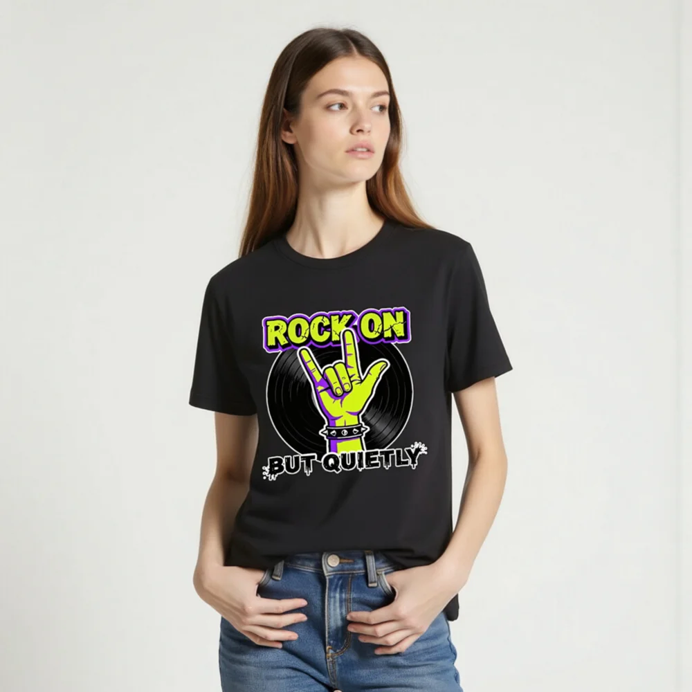 Rock On But Quietly T-Shirt – Unisex Graphic Tee for Music Lovers - Image 2