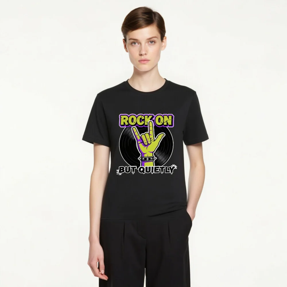 Rock On But Quietly T-Shirt – Unisex Graphic Tee for Music Lovers - Image 3