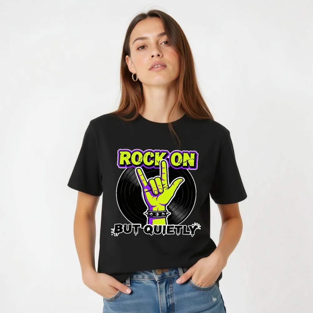 Rock On But Quietly T-Shirt – Unisex Graphic Tee for Music Lovers - Image 4