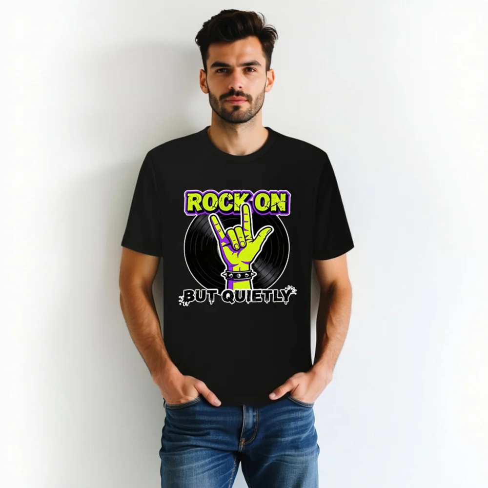 Rock On But Quietly T-Shirt – Unisex Graphic Tee for Music Lovers - Image 5