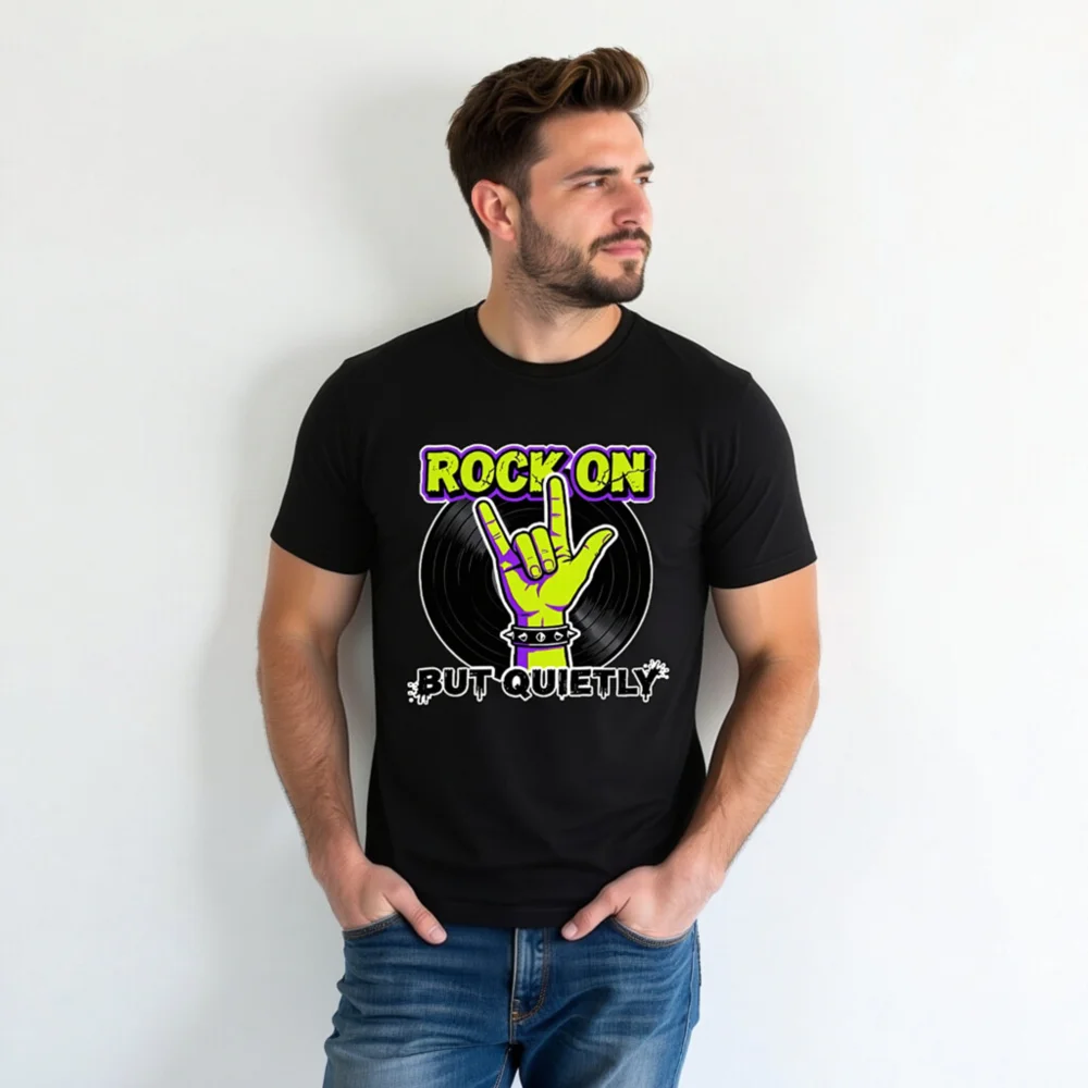 Rock On But Quietly T-Shirt – Unisex Graphic Tee for Music Lovers - Image 6