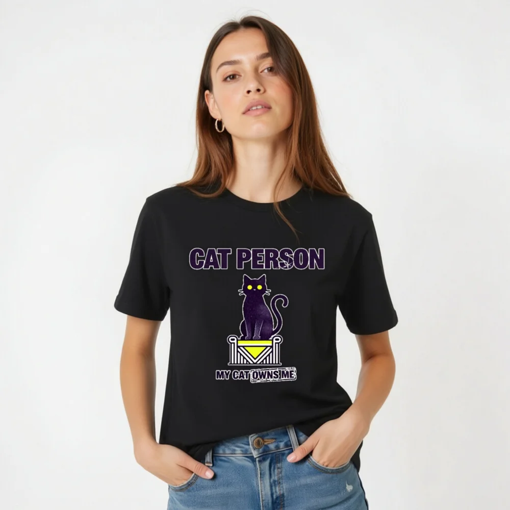Cat Person T-Shirt – Unisex Staple Tee for Cat Lovers - Image 4