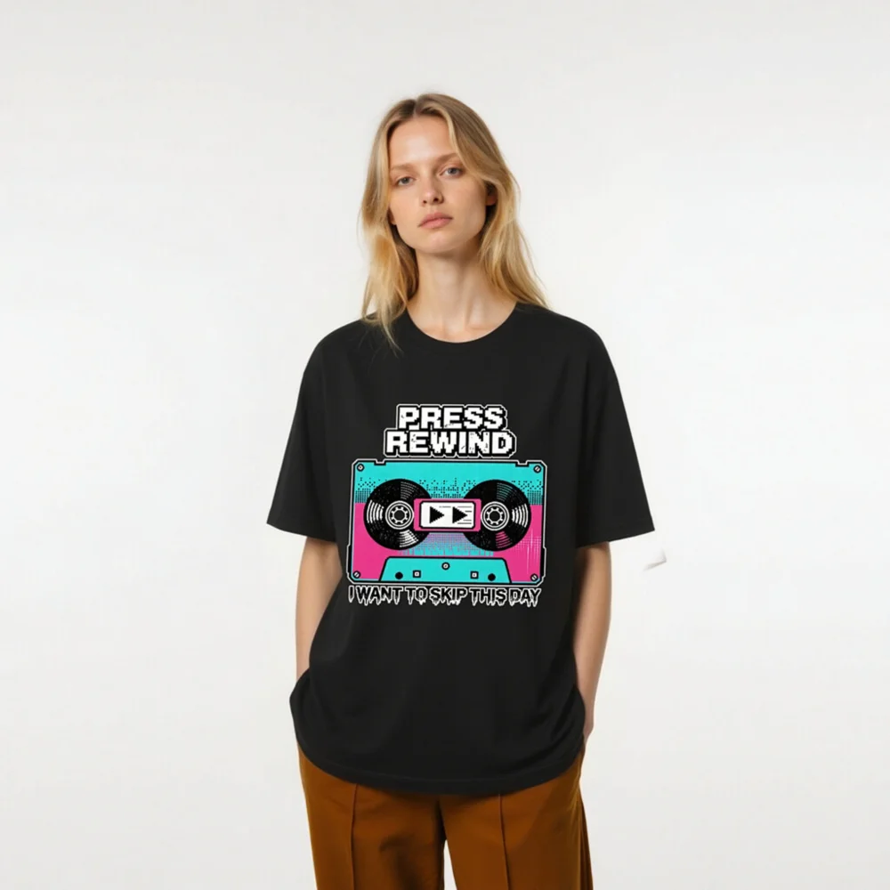 Press Rewind Cassette T-Shirt – Unisex Retro Graphic Tee - Image 9