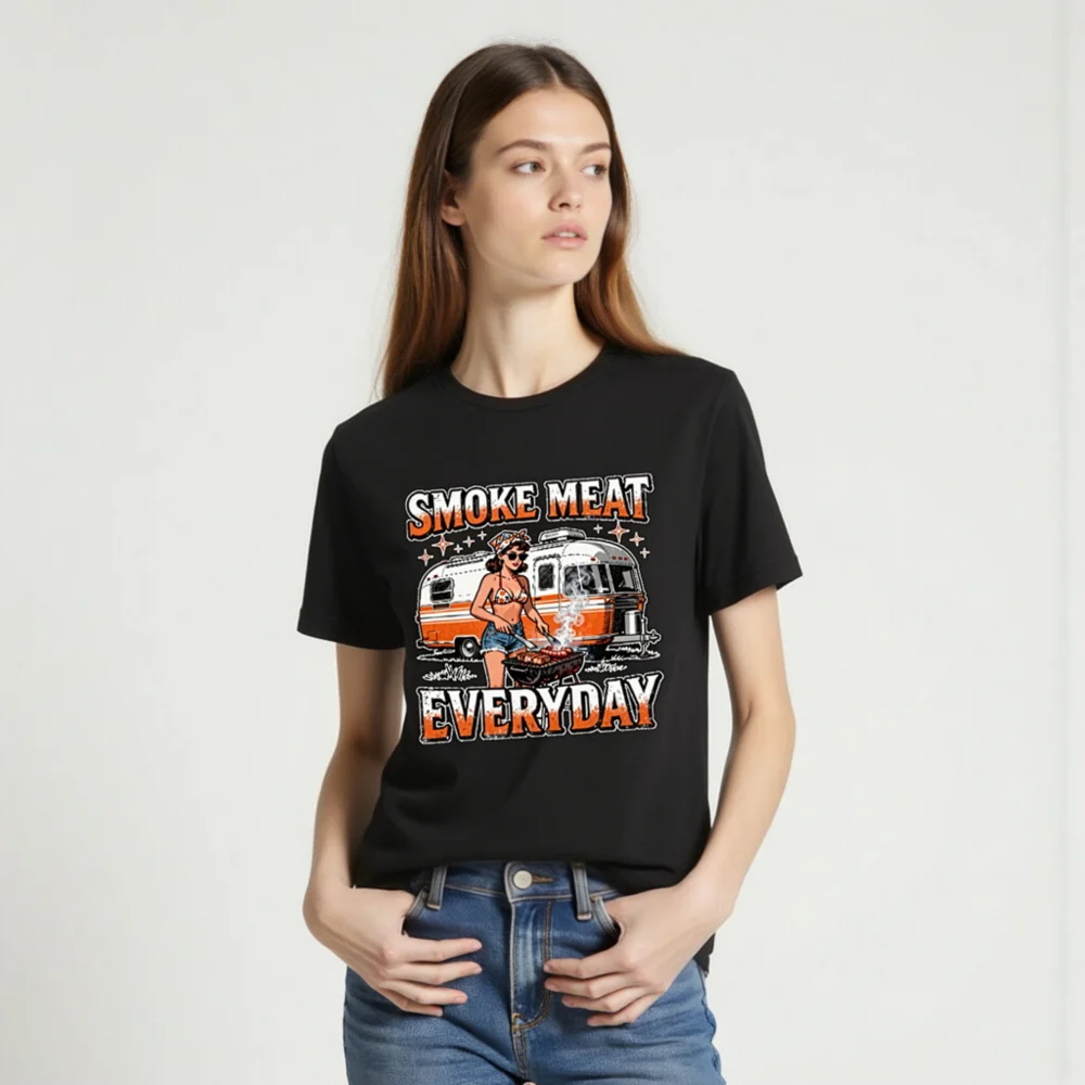 Smoke Meat Everyday T-Shirt – Unisex Vintage BBQ Graphic Tee - Image 2