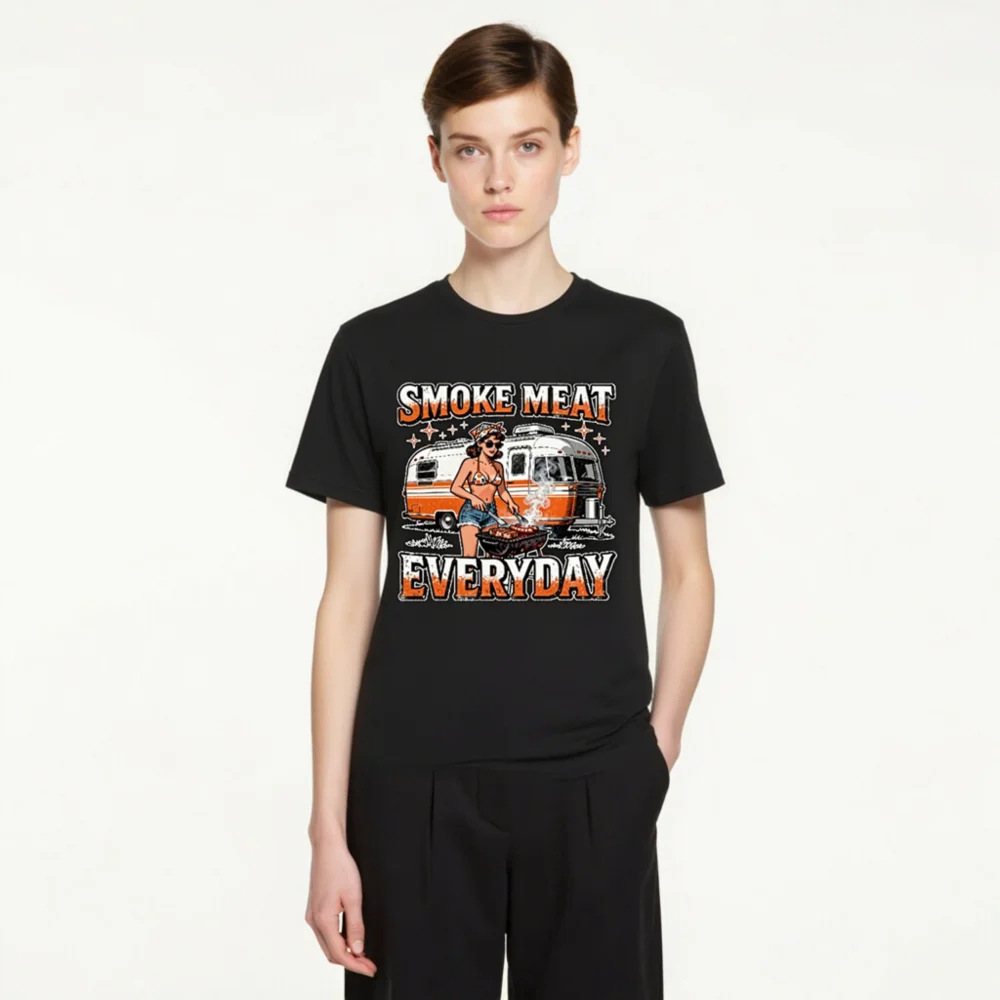 Smoke Meat Everyday T-Shirt – Unisex Vintage BBQ Graphic Tee - Image 3