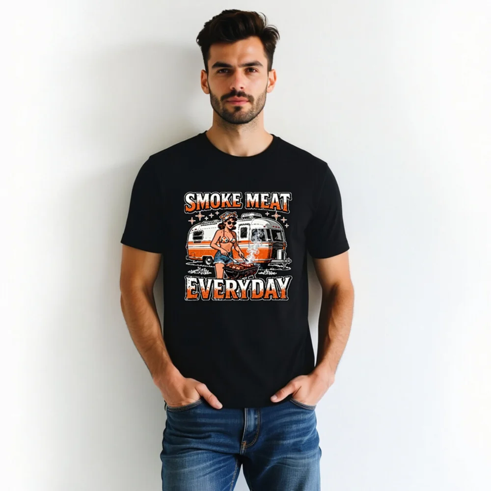 Smoke Meat Everyday T-Shirt – Unisex Vintage BBQ Graphic Tee - Image 5