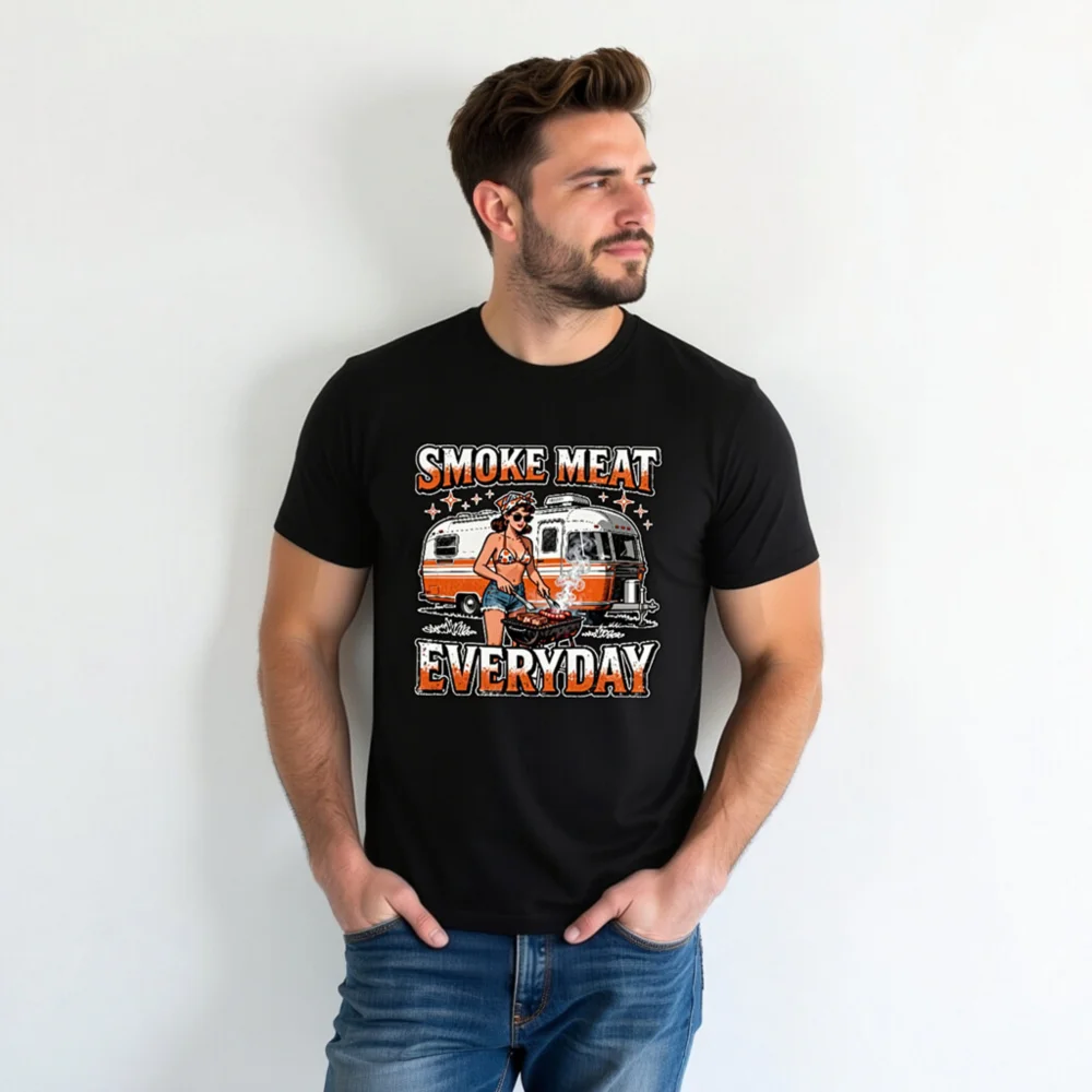 Smoke Meat Everyday T-Shirt – Unisex Vintage BBQ Graphic Tee - Image 6