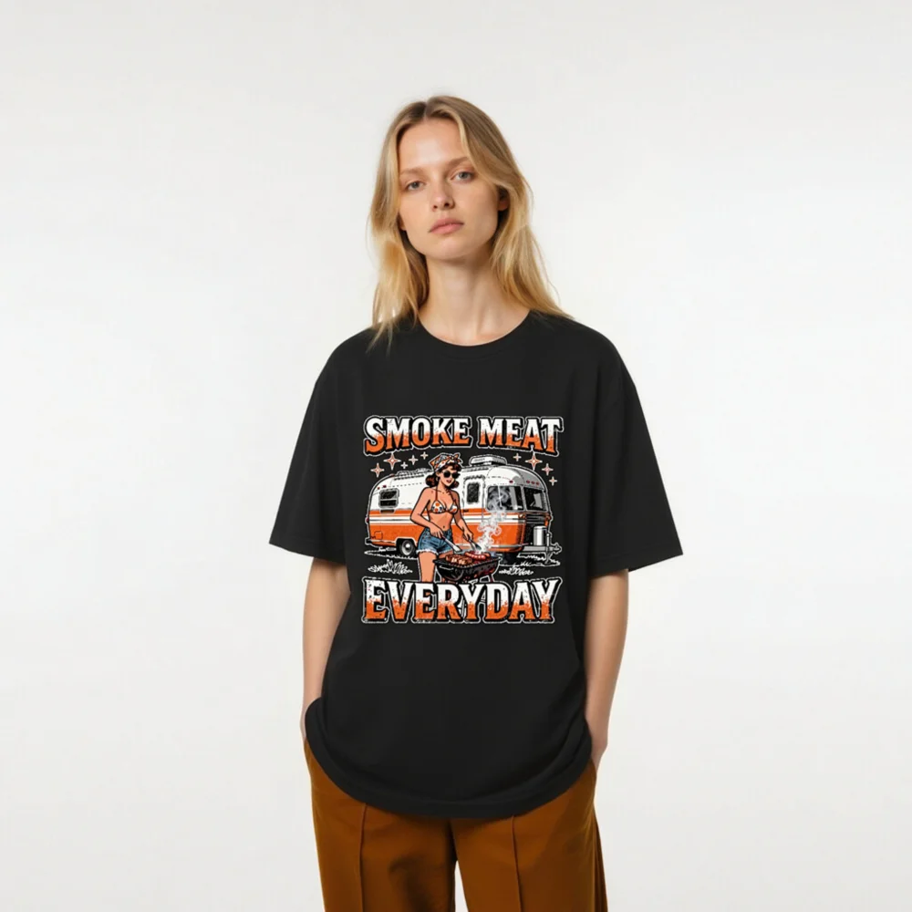 Smoke Meat Everyday T-Shirt – Unisex Vintage BBQ Graphic Tee - Image 9