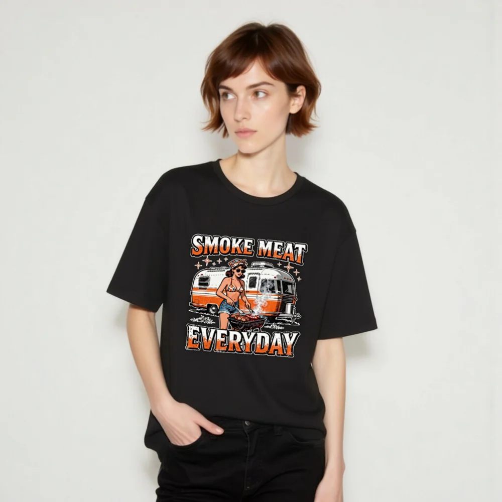 Smoke Meat Everyday T-Shirt – Unisex Vintage BBQ Graphic Tee - Image 10