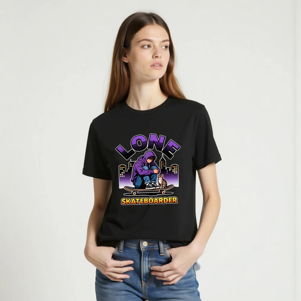Lone Skateboarder Unisex Graphic T-Shirt - Streetwear Tee - Image 2