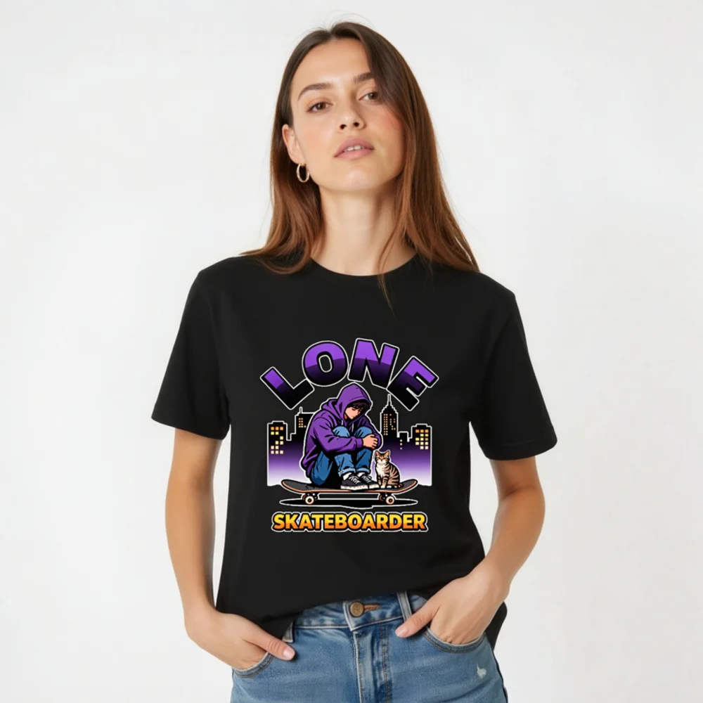 Lone Skateboarder Unisex Graphic T-Shirt - Streetwear Tee - Image 4