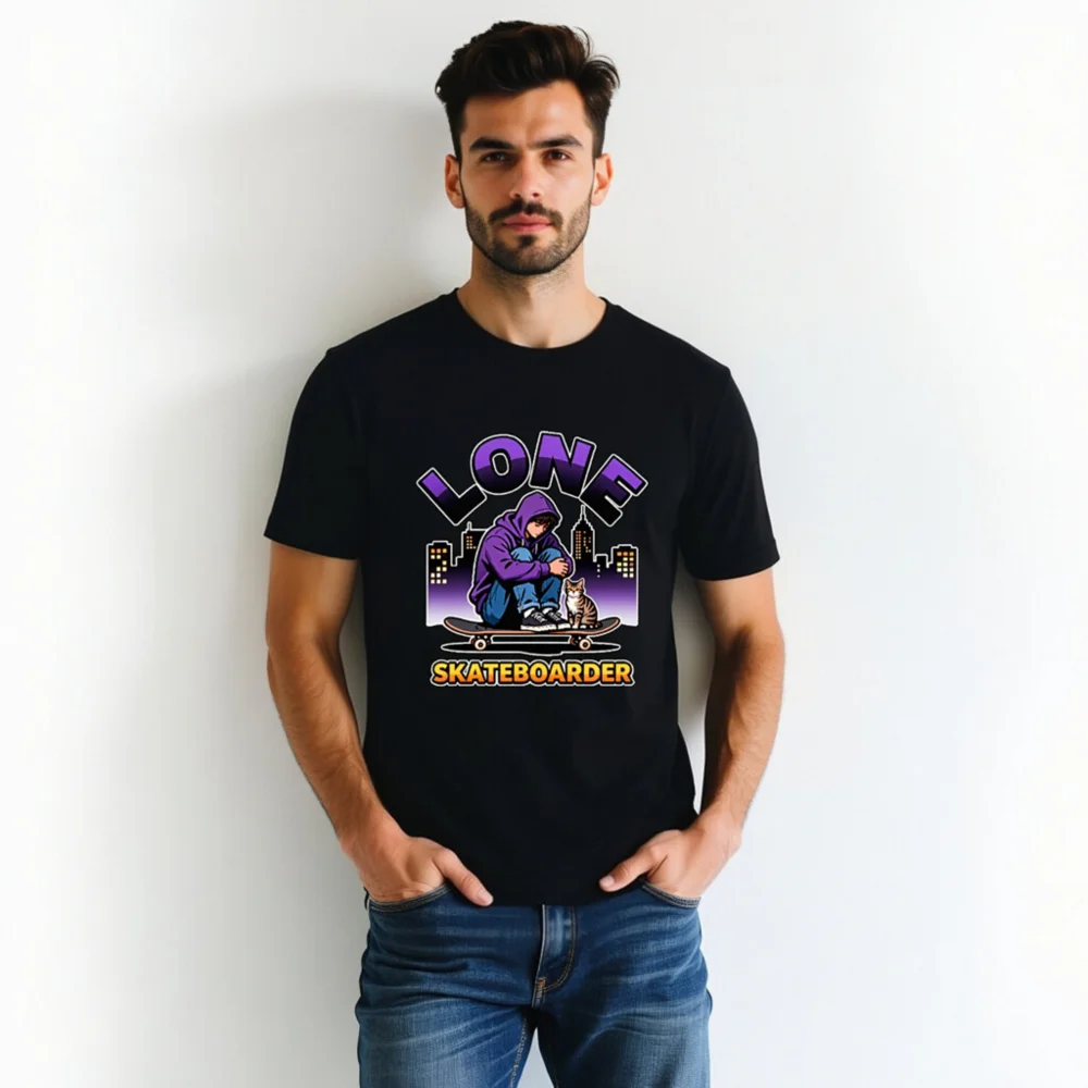 Lone Skateboarder Unisex Graphic T-Shirt - Streetwear Tee - Image 5