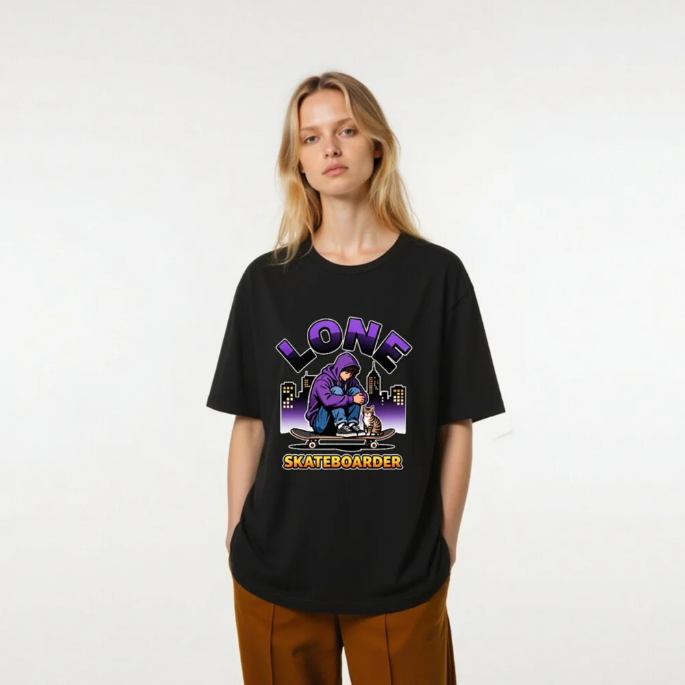 Lone Skateboarder Unisex Graphic T-Shirt - Streetwear Tee - Image 9