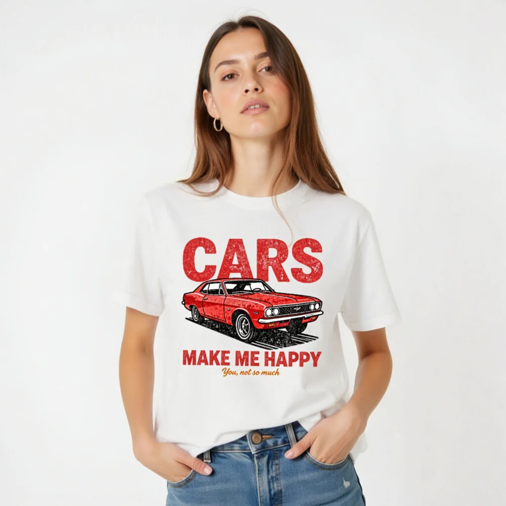 Cars Make Me Happy T-Shirt – Unisex Vintage Car Graphic Tee - Image 5