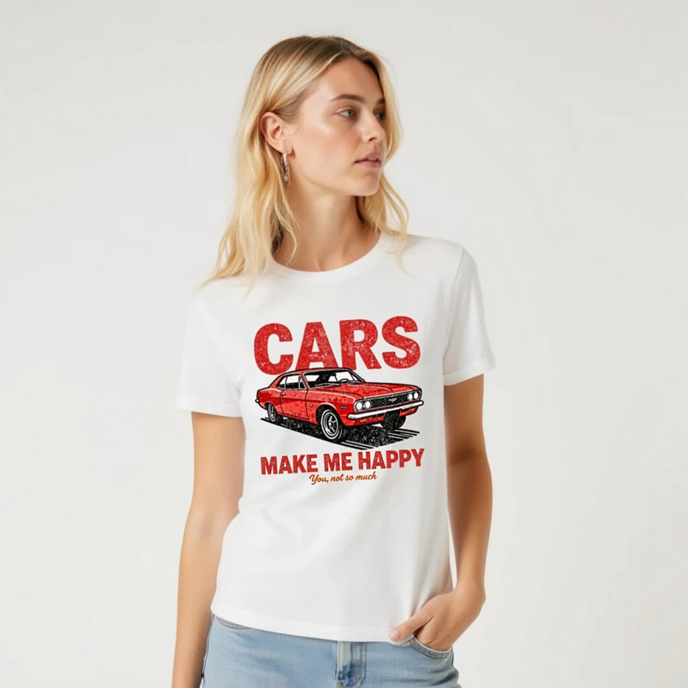 Cars Make Me Happy T-Shirt – Unisex Vintage Car Graphic Tee - Image 9