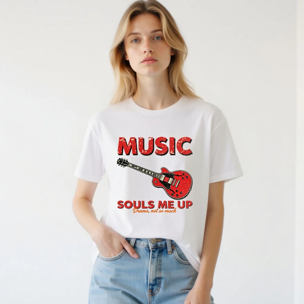 Music Souls Me Up T-Shirt – Unisex Graphic Tee with Electric Guitar Print - Image 3