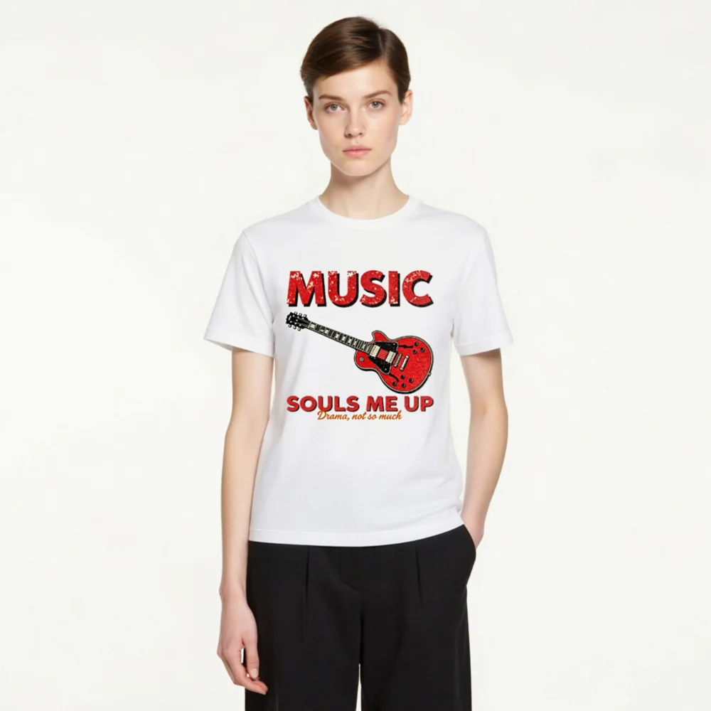 Music Souls Me Up T-Shirt – Unisex Graphic Tee with Electric Guitar Print - Image 4