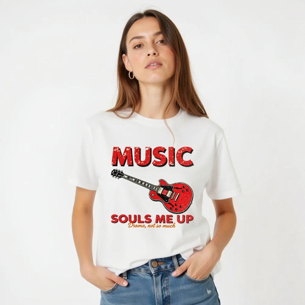 Music Souls Me Up T-Shirt – Unisex Graphic Tee with Electric Guitar Print - Image 5