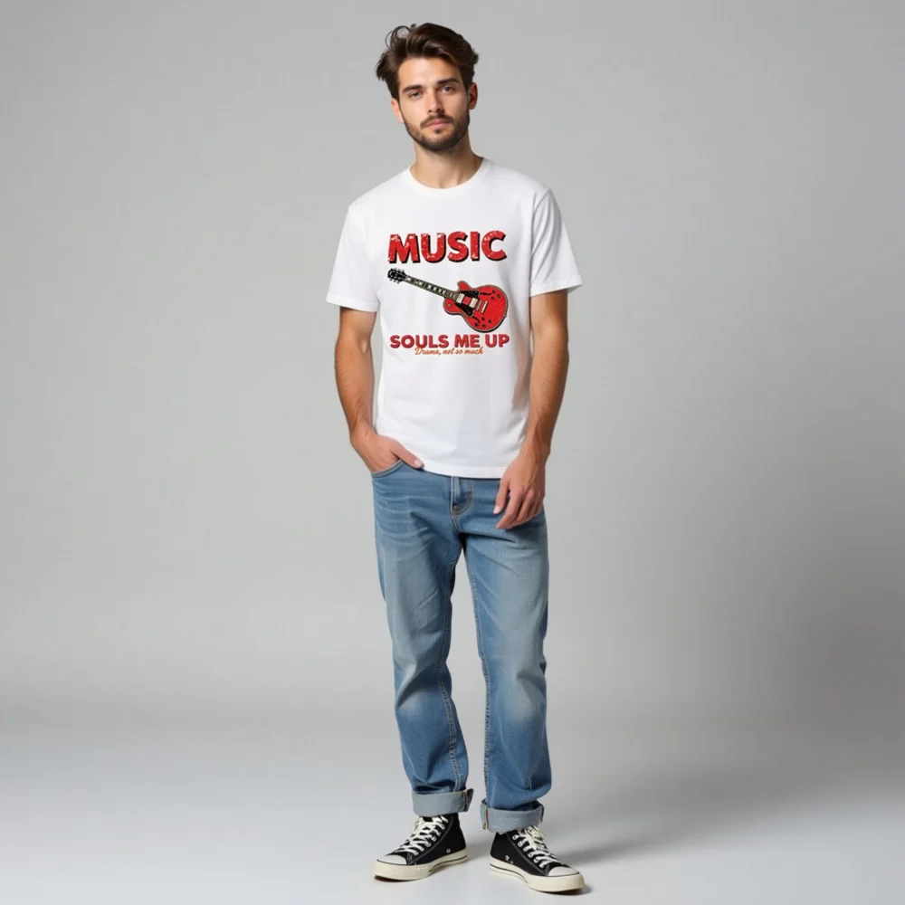 Music Souls Me Up T-Shirt – Unisex Graphic Tee with Electric Guitar Print - Image 7