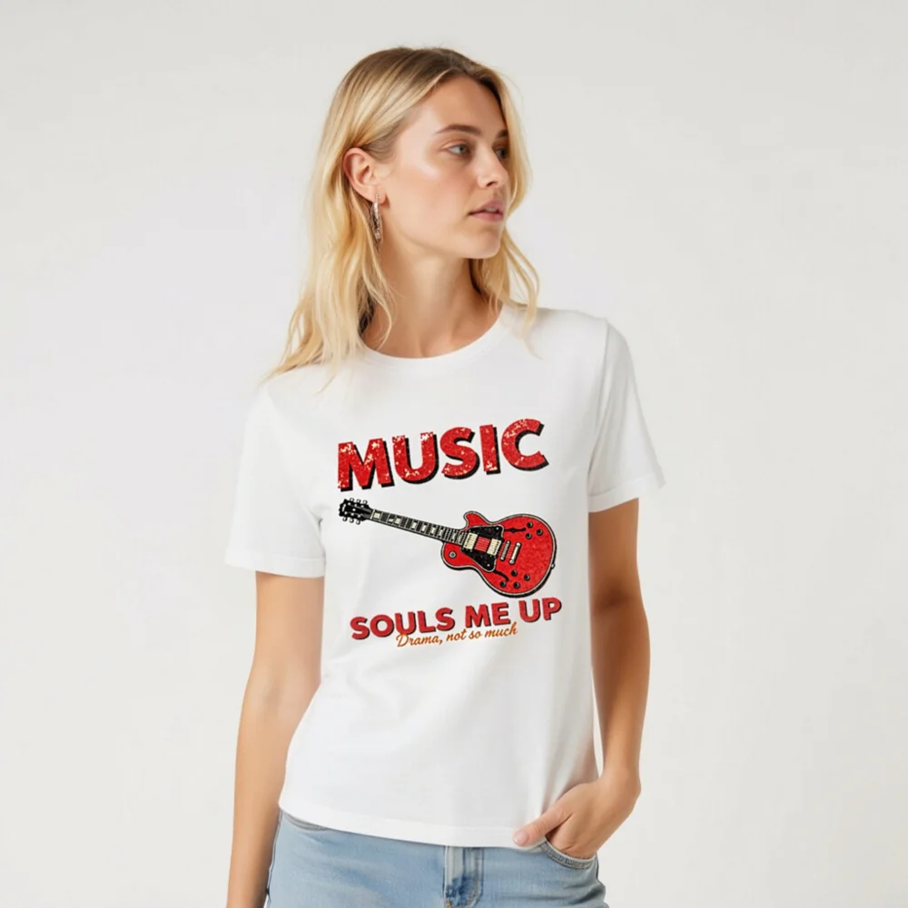 Music Souls Me Up T-Shirt – Unisex Graphic Tee with Electric Guitar Print - Image 9