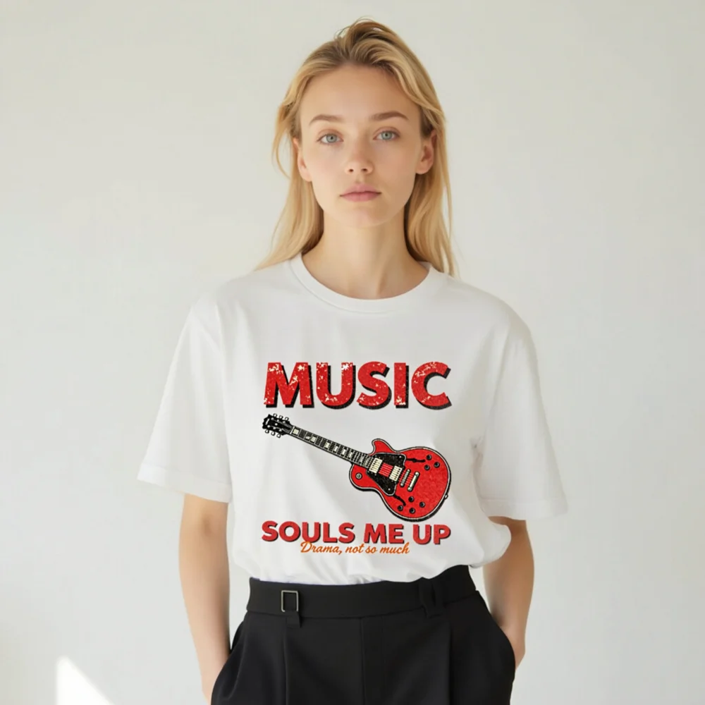 Music Souls Me Up T-Shirt – Unisex Graphic Tee with Electric Guitar Print - Image 10