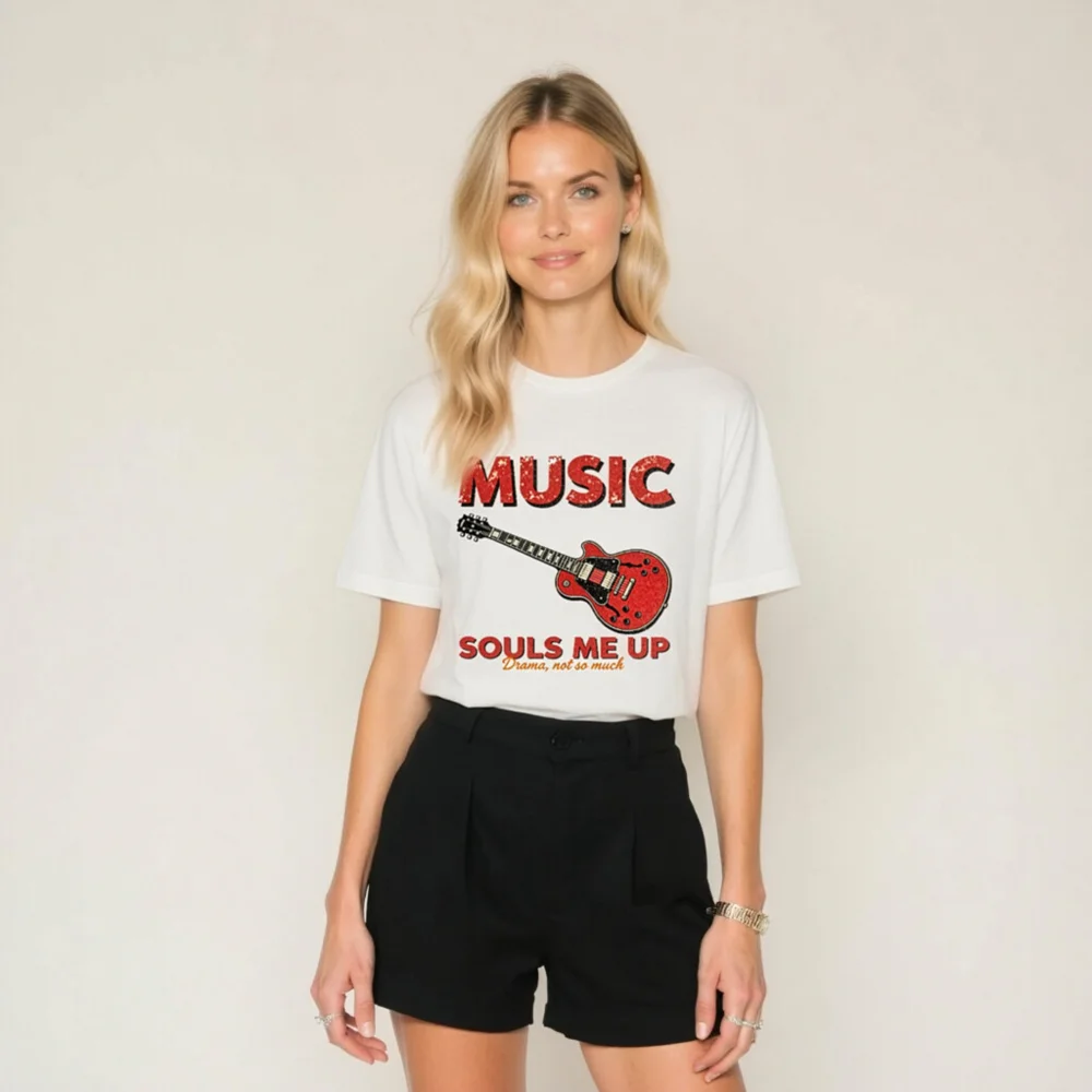 Music Souls Me Up T-Shirt – Unisex Graphic Tee with Electric Guitar Print - Image 11