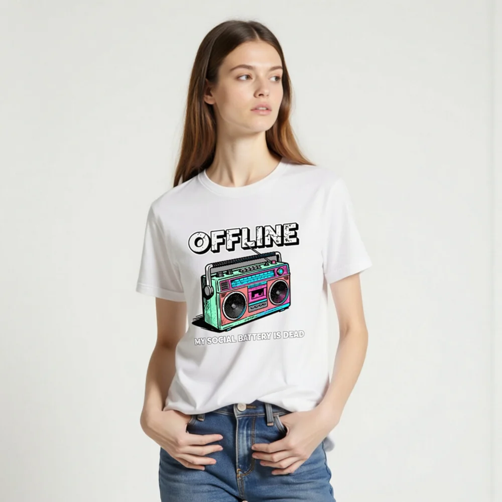 Offline Boombox T-Shirt – Unisex Vintage Graphic Tee - Image 2