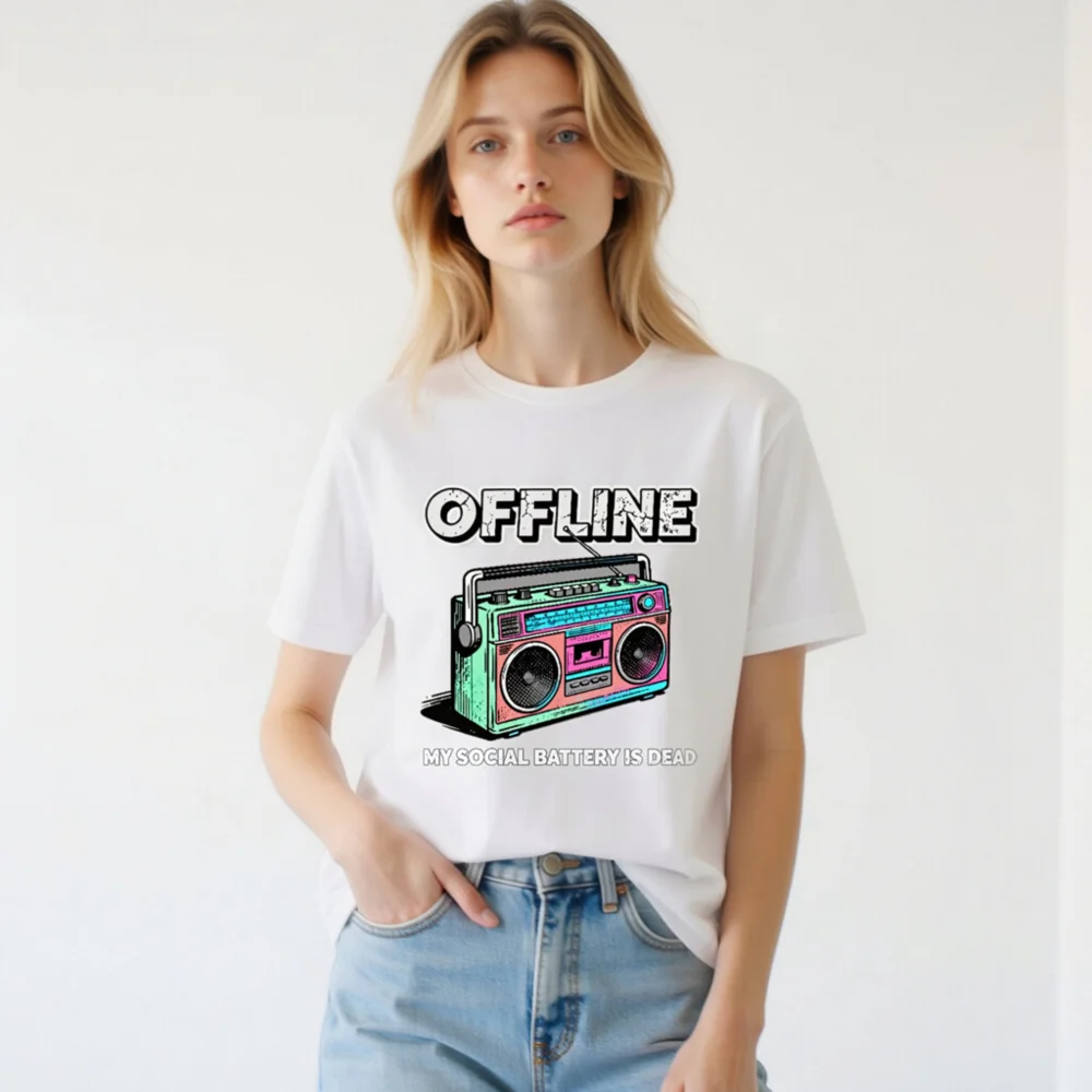 Offline Boombox T-Shirt – Unisex Vintage Graphic Tee - Image 3
