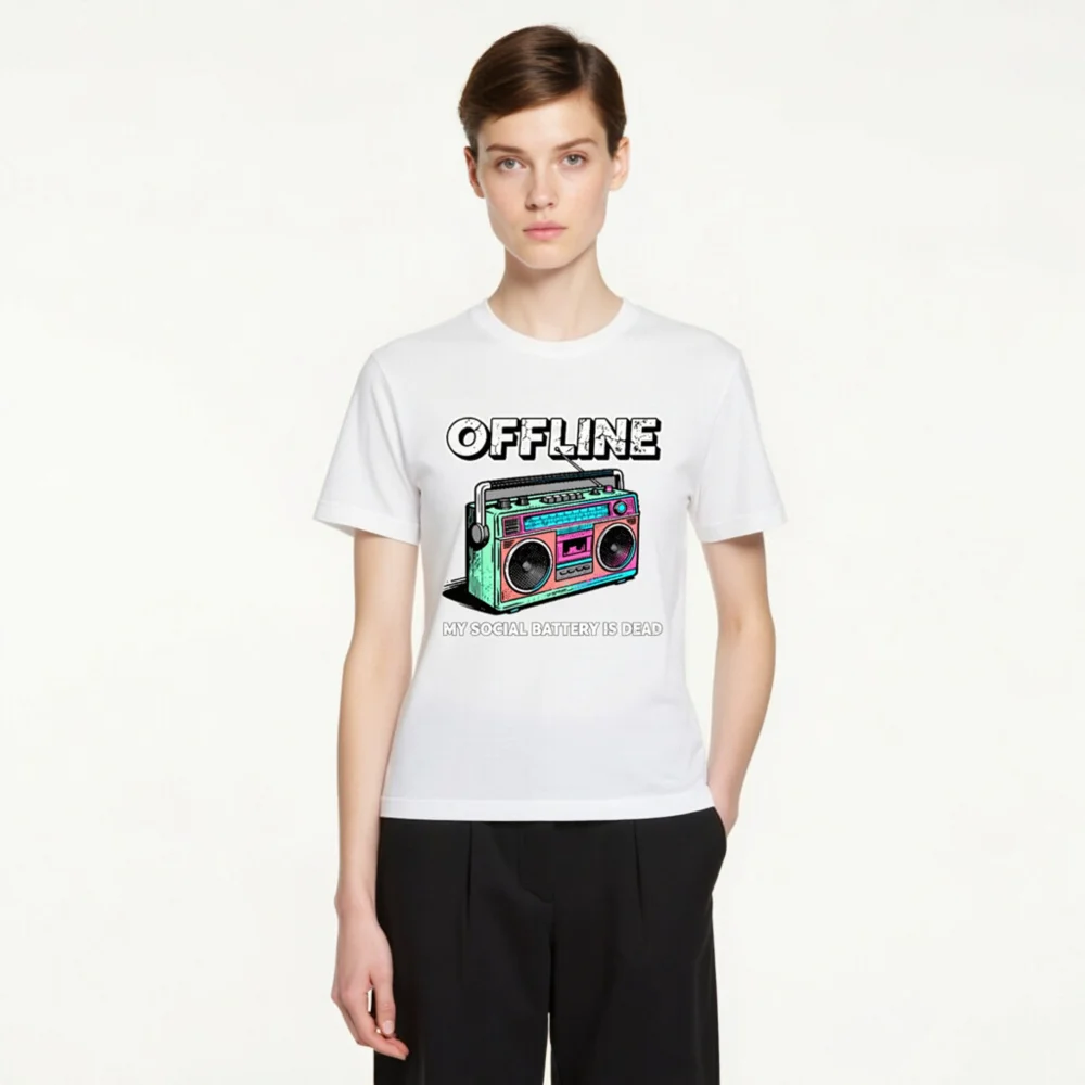 Offline Boombox T-Shirt – Unisex Vintage Graphic Tee - Image 4