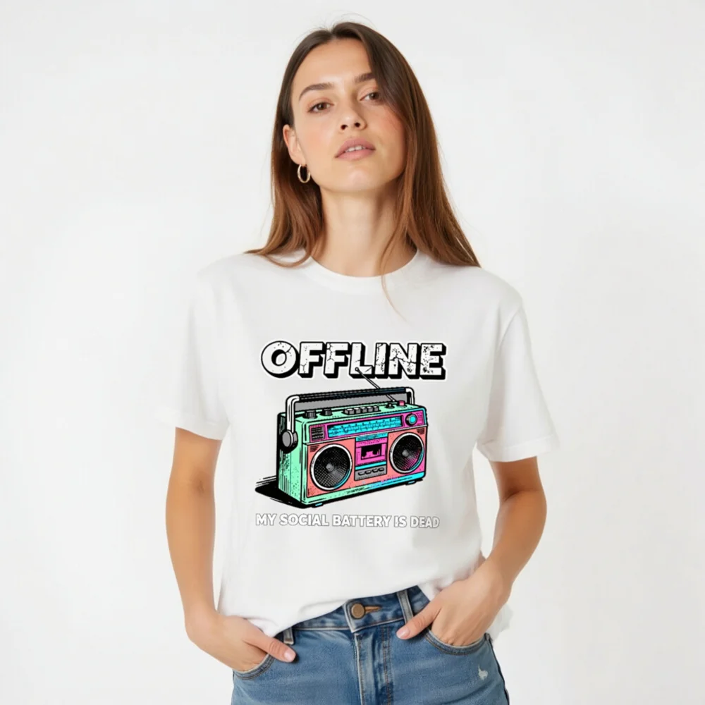 Offline Boombox T-Shirt – Unisex Vintage Graphic Tee - Image 5