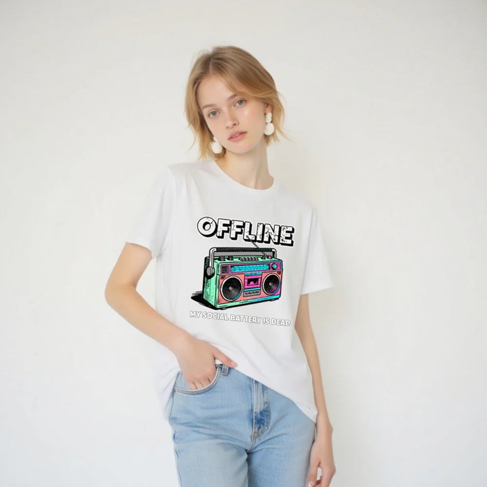 Offline Boombox T-Shirt – Unisex Vintage Graphic Tee - Image 6