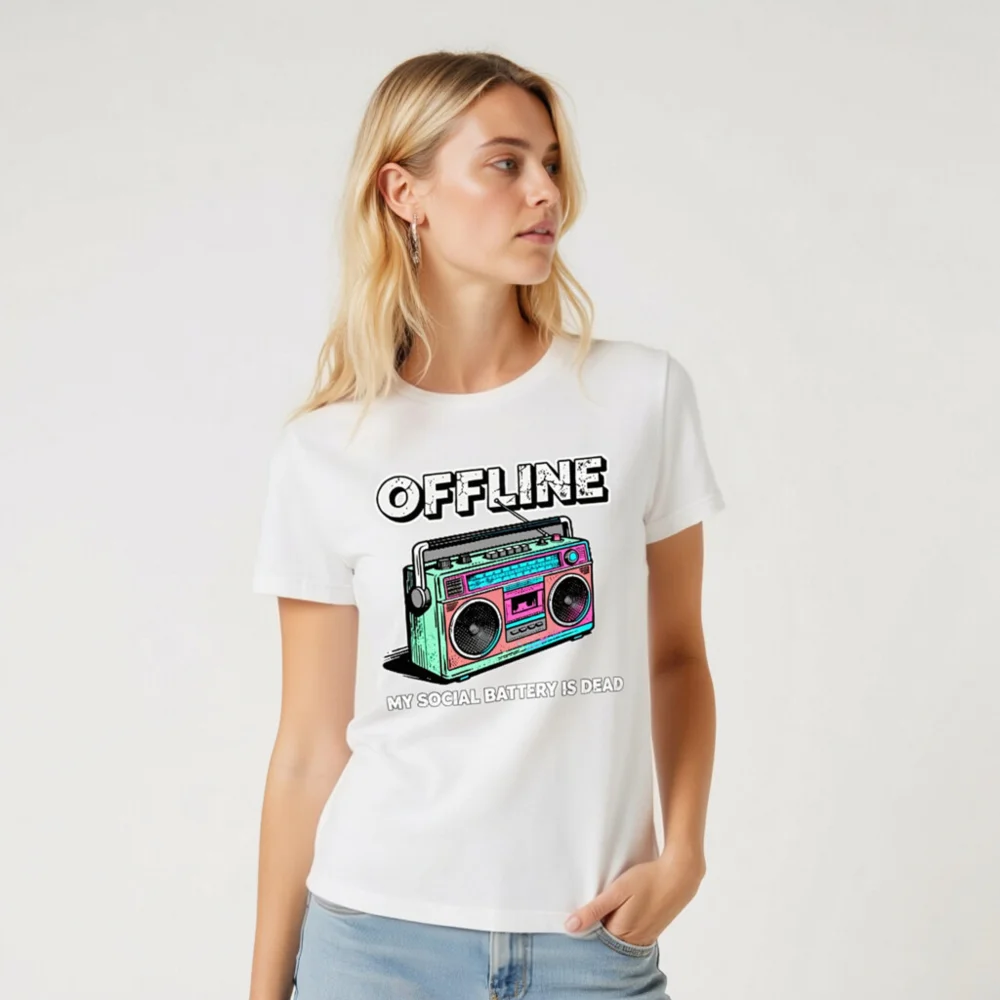 Offline Boombox T-Shirt – Unisex Vintage Graphic Tee - Image 9