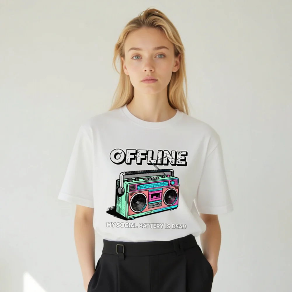 Offline Boombox T-Shirt – Unisex Vintage Graphic Tee - Image 10