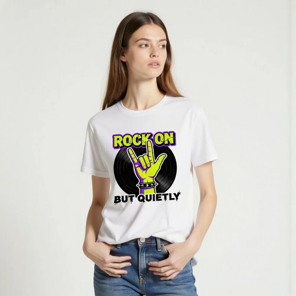 Rock On But Quietly T-Shirt – Unisex Graphic Tee - Image 2